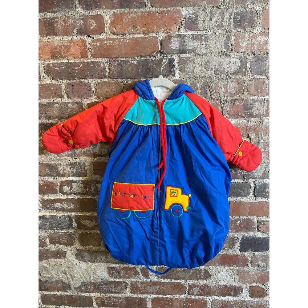 Vintage 90s A Tiny Tots Original Color Block Insulated Puffer Baby Snowsuit Sack